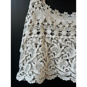 Dulcie Cream Crochet Lace Crop Top Floral Boho Tank Festival